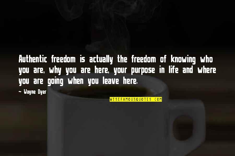 Where Life Is Going Quotes By Wayne Dyer: Authentic freedom is actually the freedom of knowing