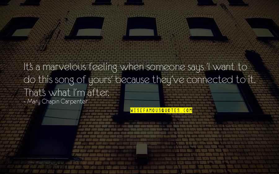 Where There Is Will There Is A Way Quote Quotes By Mary Chapin Carpenter: It's a marvelous feeling when someone says 'I