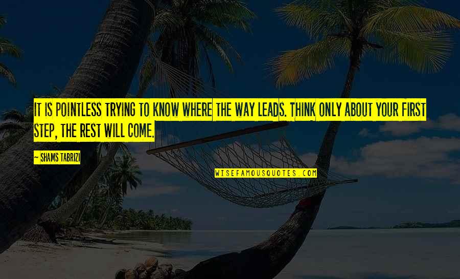 Where There Is Will There Is A Way Quotes By Shams Tabrizi: It is pointless trying to know where the Where There Is Will There Is A Way Quotes By Shams Tabrizi: It is pointless trying to know where the
