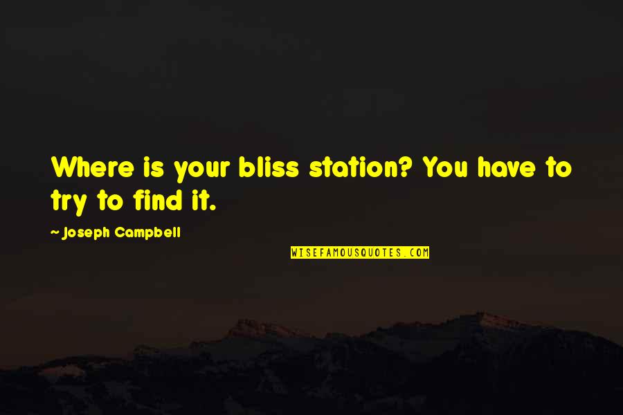 Where To Find Quotes By Joseph Campbell: Where is your bliss station? You have to