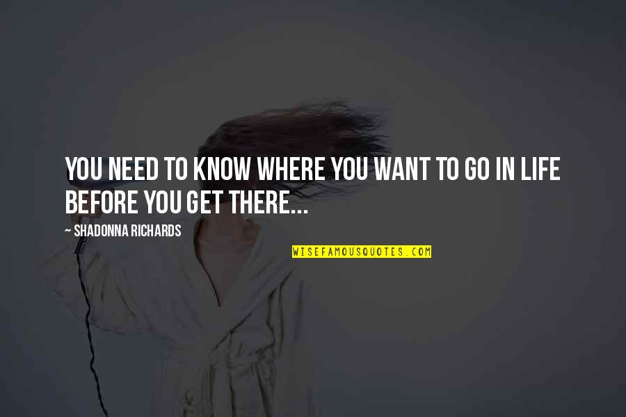 Where To Go In Life Quotes By Shadonna Richards: You need to know where you want to