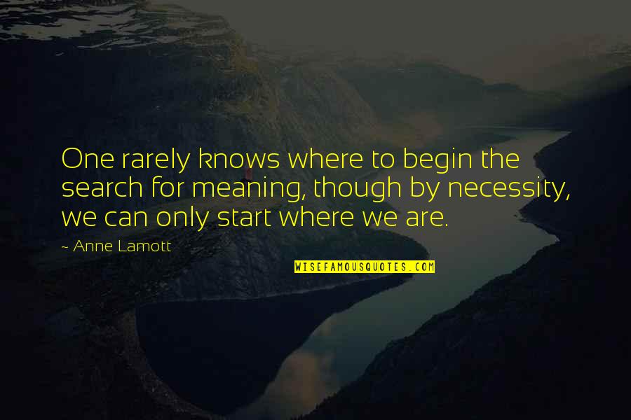 Where To Search Quotes By Anne Lamott: One rarely knows where to begin the search