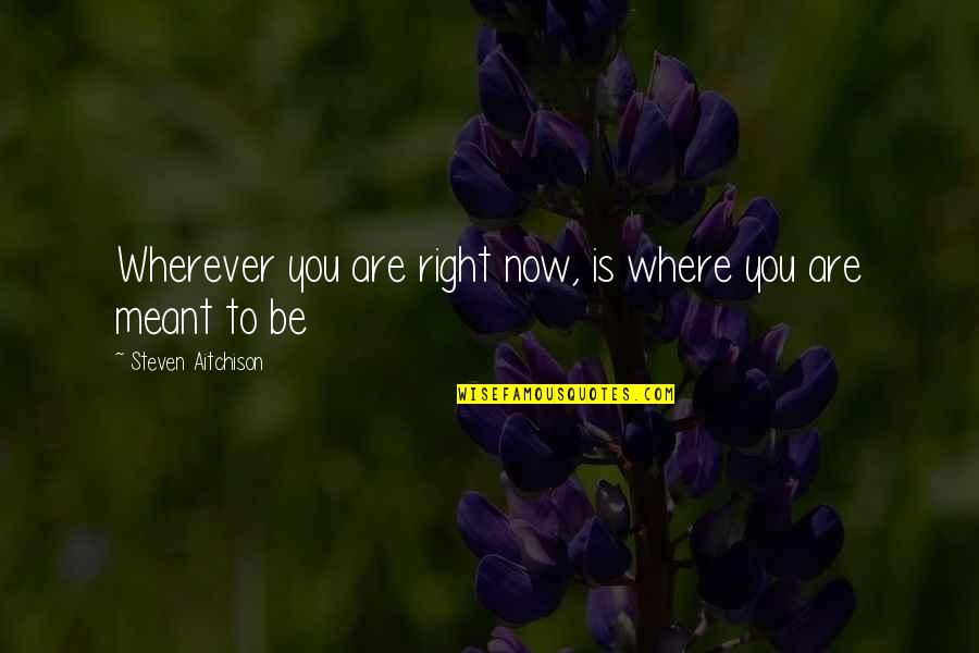 Where You Are Now Quotes By Steven Aitchison: Wherever you are right now, is where you