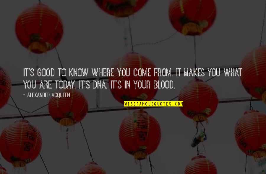 Where You Are Today Quotes By Alexander McQueen: It's good to know where you come from.