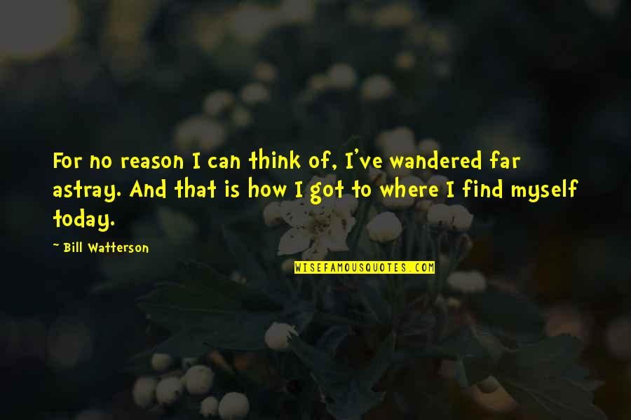 Where You Are Today Quotes By Bill Watterson: For no reason I can think of, I've