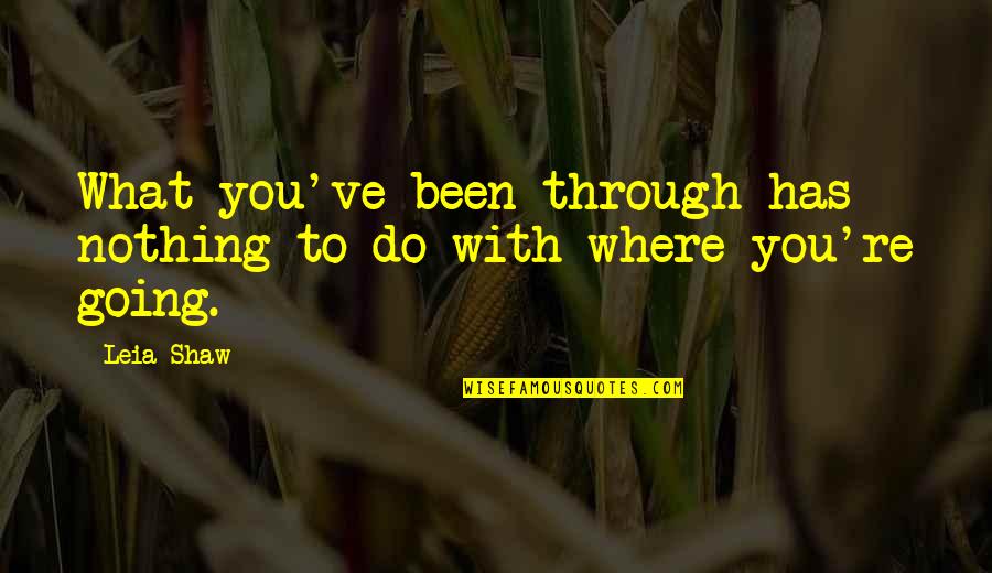 Where You Been Quotes By Leia Shaw: What you've been through has nothing to do