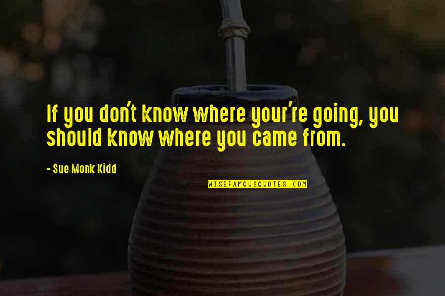 Where You Came From Quotes By Sue Monk Kidd: If you don't know where your're going, you