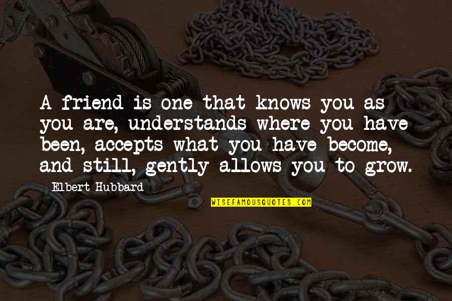 Where You Grow Up Quotes By Elbert Hubbard: A friend is one that knows you as