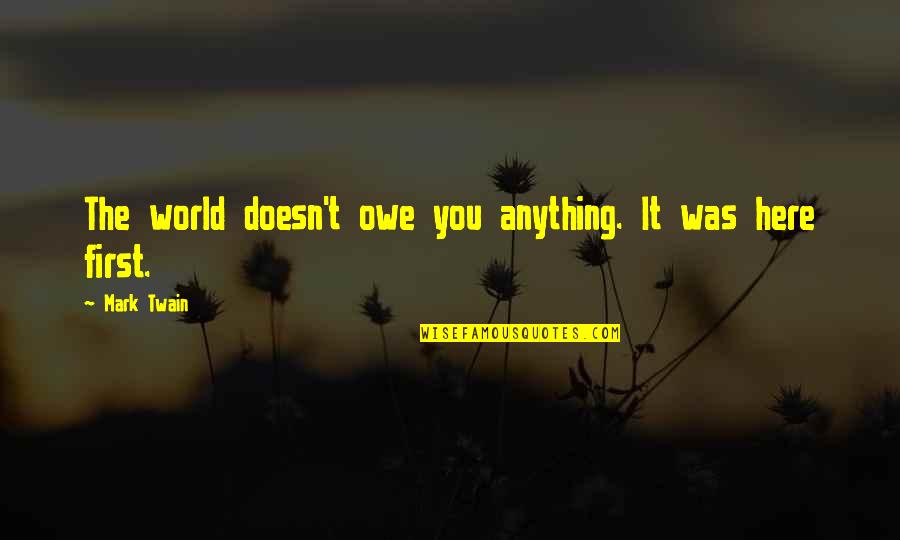 Where You Stand In Someone Life Quotes By Mark Twain: The world doesn't owe you anything. It was