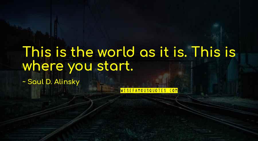 Where You Start Quotes By Saul D. Alinsky: This is the world as it is. This