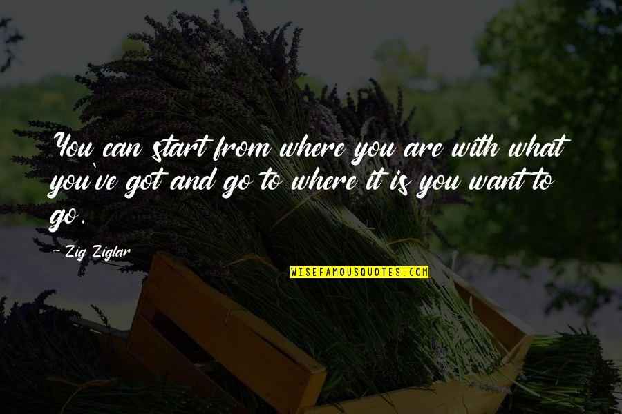 Where You Start Quotes By Zig Ziglar: You can start from where you are with