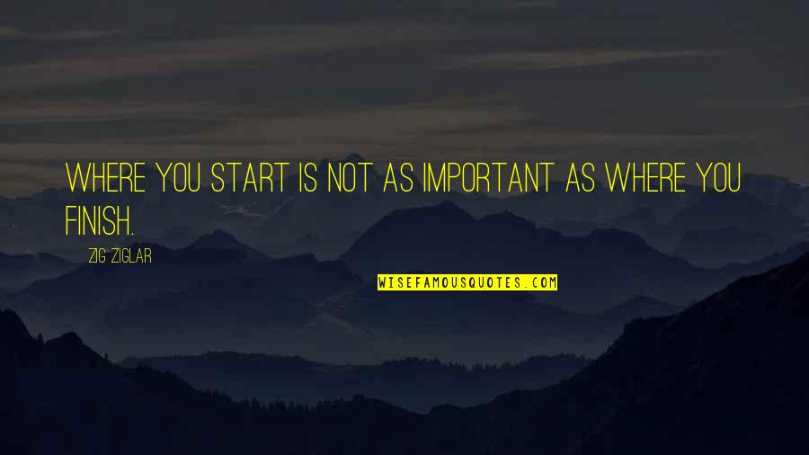 Where You Start Quotes By Zig Ziglar: Where you start is not as important as