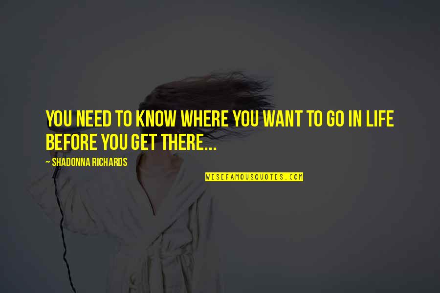 Where You Want To Be In Life Quotes By Shadonna Richards: You need to know where you want to