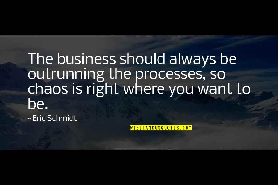 Where You Want To Be Quotes By Eric Schmidt: The business should always be outrunning the processes,