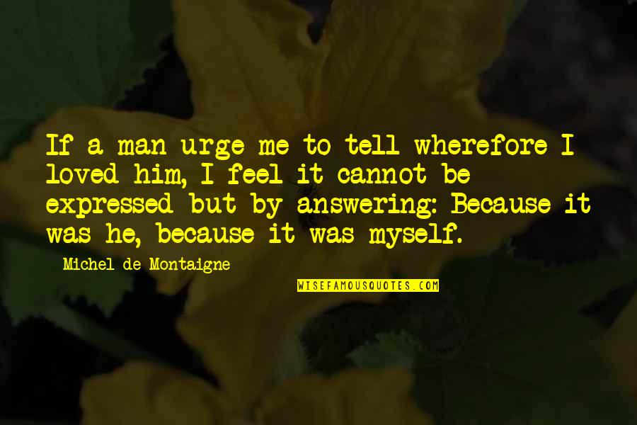 Wherefore's Quotes By Michel De Montaigne: If a man urge me to tell wherefore