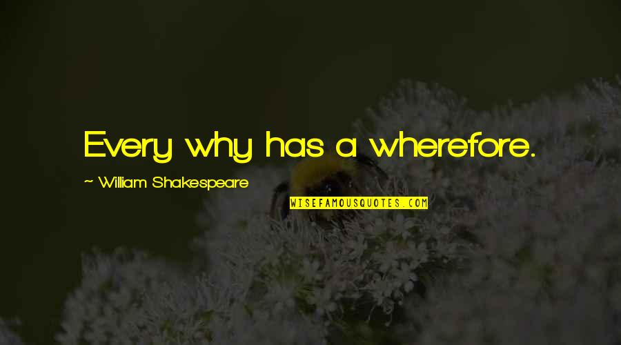 Wherefore's Quotes By William Shakespeare: Every why has a wherefore.