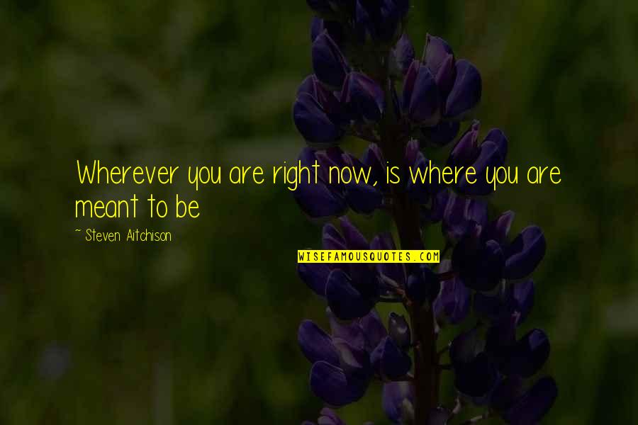Wherever You Are Now Quotes By Steven Aitchison: Wherever you are right now, is where you