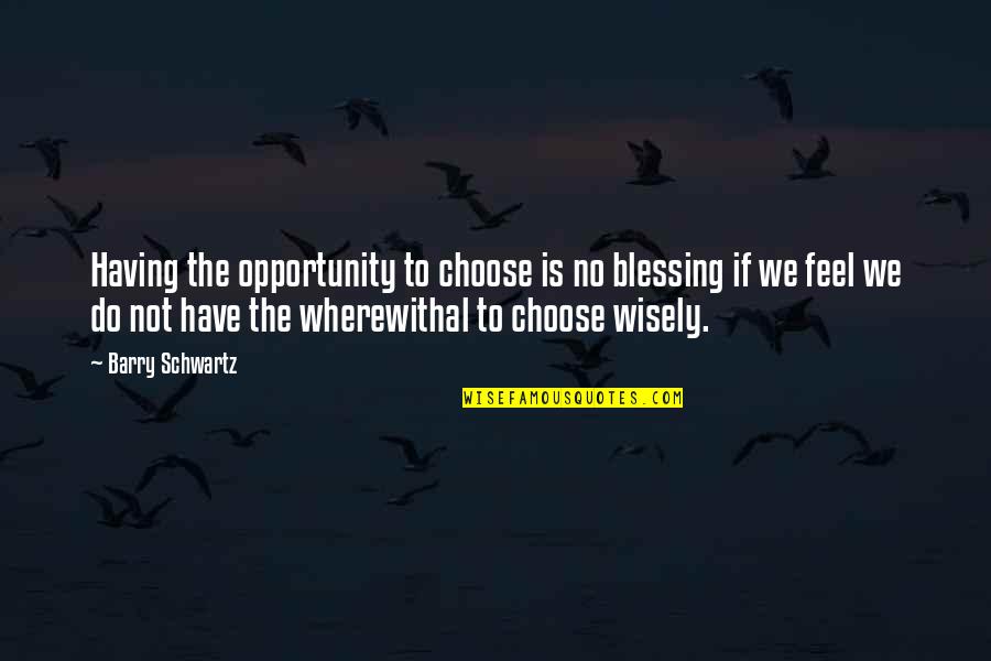 Wherewithal Quotes By Barry Schwartz: Having the opportunity to choose is no blessing