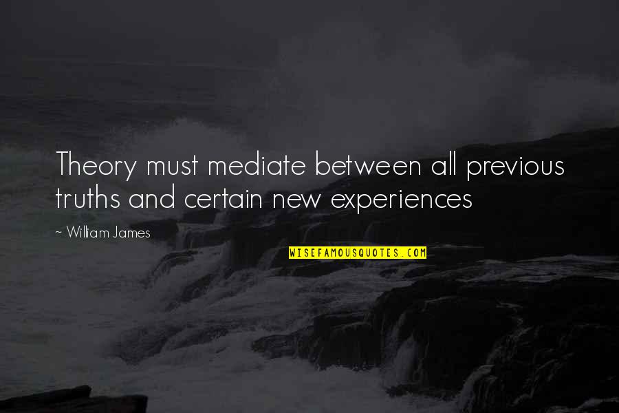 Whever Quotes By William James: Theory must mediate between all previous truths and