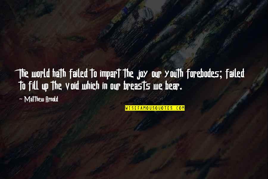 Which Bear Is The Best Bear Quotes By Matthew Arnold: The world hath failed to impart the joy Which Bear Is The Best Bear Quotes By Matthew Arnold: The world hath failed to impart the joy