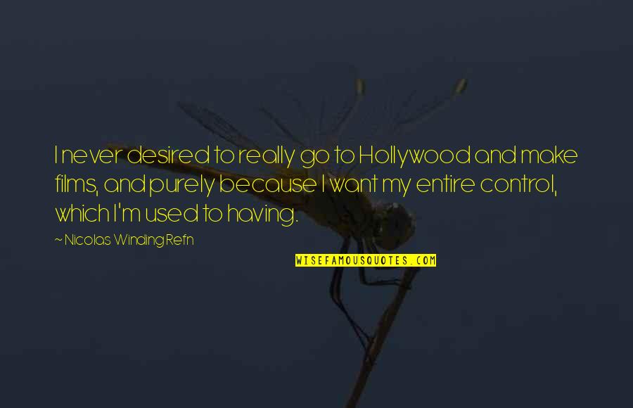 Which Film Quotes By Nicolas Winding Refn: I never desired to really go to Hollywood