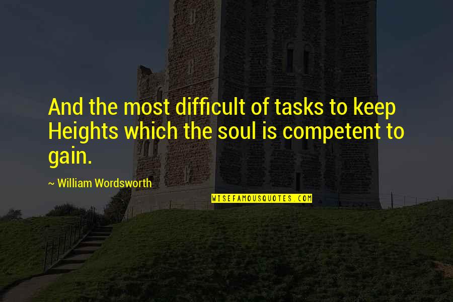 Which Quotes By William Wordsworth: And the most difficult of tasks to keep