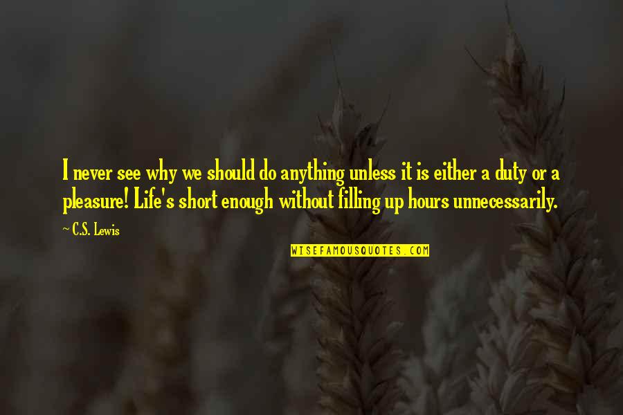 Whichelow Quotes By C.S. Lewis: I never see why we should do anything Whichelow Quotes By C.S. Lewis: I never see why we should do anything