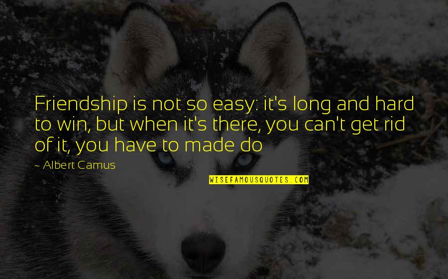 Whiggish Quotes By Albert Camus: Friendship is not so easy: it's long and Whiggish Quotes By Albert Camus: Friendship is not so easy: it's long and