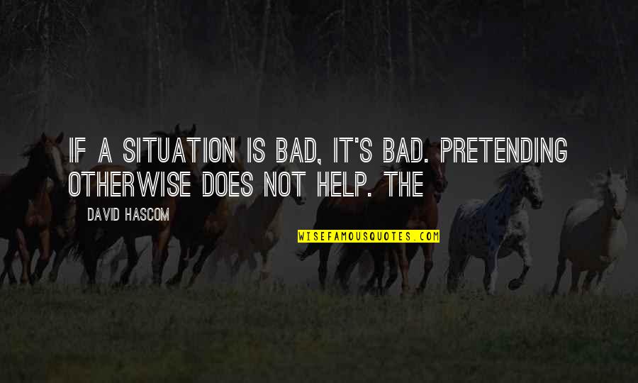 Whij Quotes By David Hascom: If a situation is bad, it's bad. Pretending