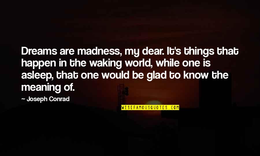 While You Were Asleep Quotes By Joseph Conrad: Dreams are madness, my dear. It's things that