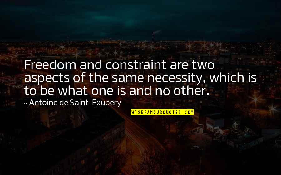 Whimsicality Synonym Quotes By Antoine De Saint-Exupery: Freedom and constraint are two aspects of the