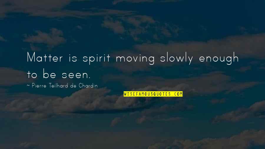 Whisky Drinker Quotes By Pierre Teilhard De Chardin: Matter is spirit moving slowly enough to be Whisky Drinker Quotes By Pierre Teilhard De Chardin: Matter is spirit moving slowly enough to be
