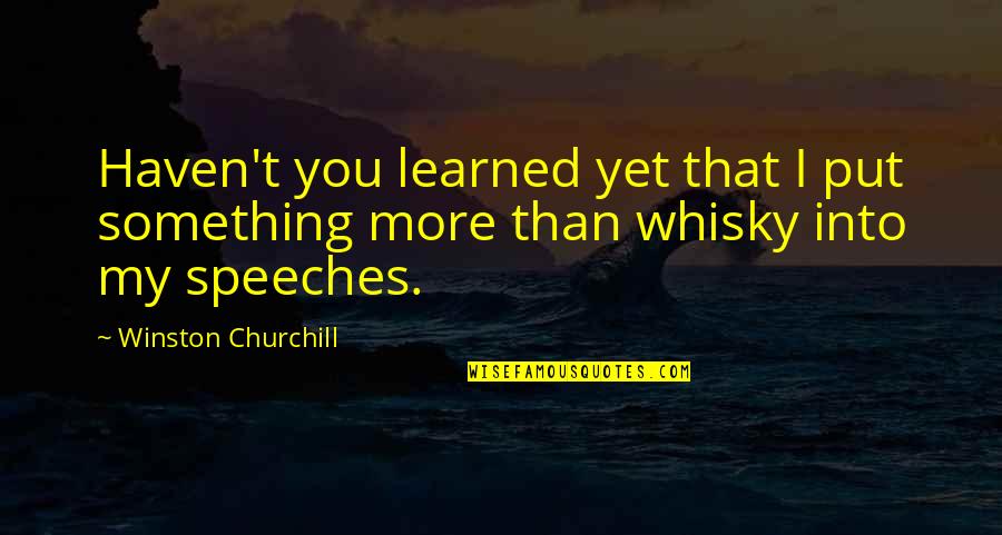 Whisky Quotes By Winston Churchill: Haven't you learned yet that I put something