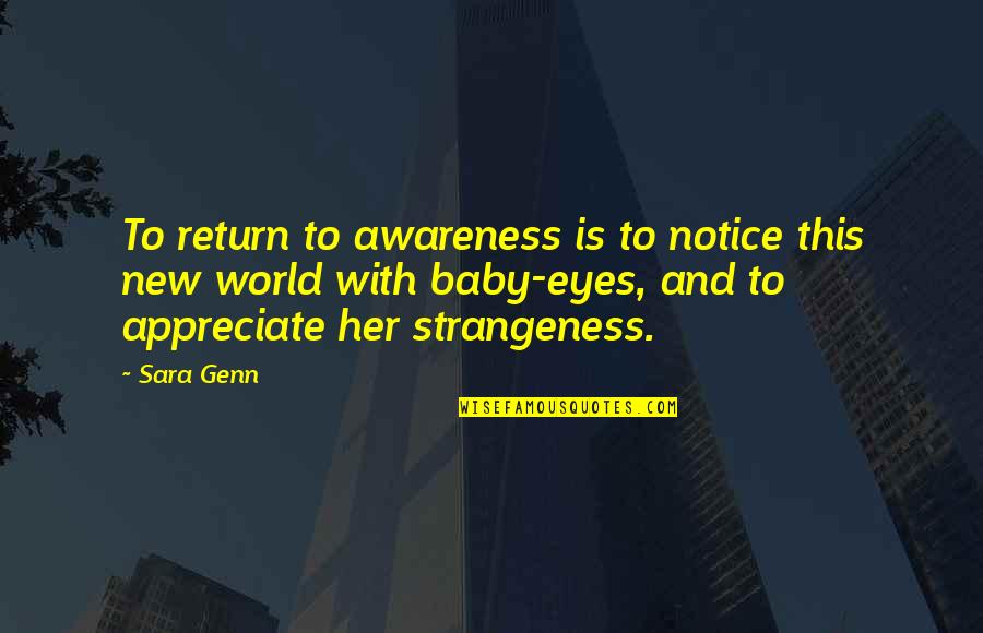 White Background Aesthetic Quotes By Sara Genn: To return to awareness is to notice this