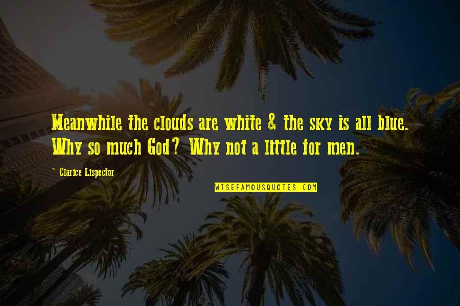 White Clouds Quotes By Clarice Lispector: Meanwhile the clouds are white & the sky