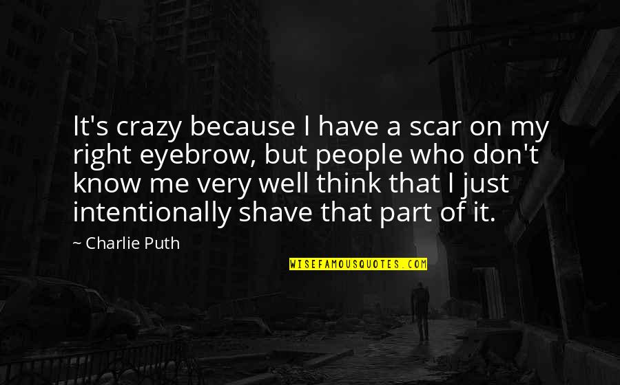 White Dog Fell From The Sky Quotes By Charlie Puth: It's crazy because I have a scar on