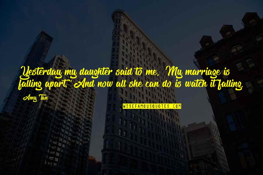 White Flag Dido Quotes By Amy Tan: Yesterday my daughter said to me, 'My marriage White Flag Dido Quotes By Amy Tan: Yesterday my daughter said to me, 'My marriage