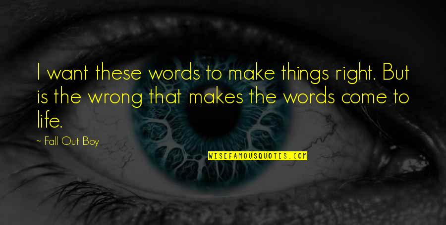 White Is Pure Quotes By Fall Out Boy: I want these words to make things right.