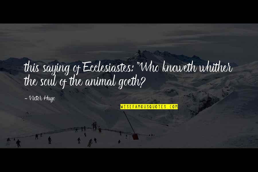 Whither Quotes By Victor Hugo: this saying of Ecclesiastes: "Who knoweth whither the