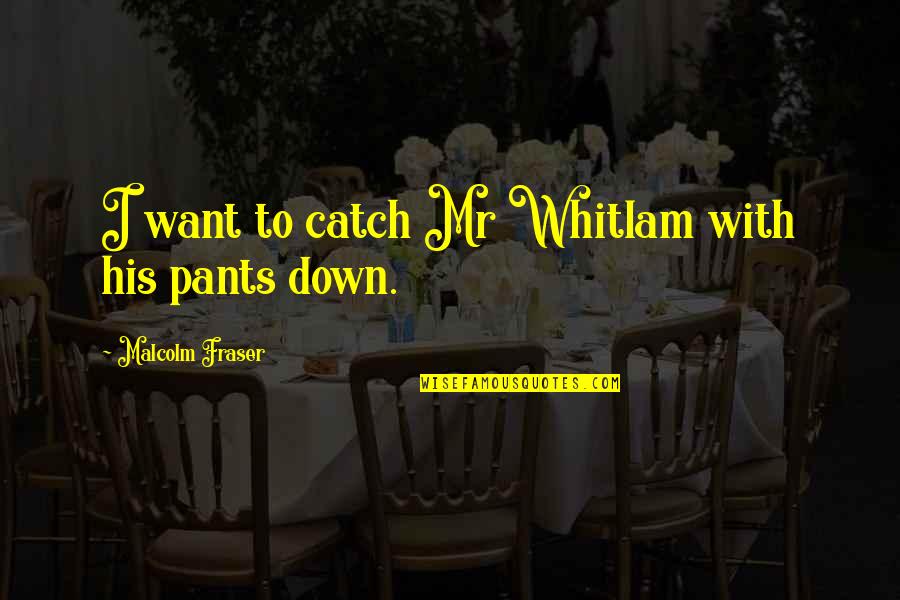 Whitlam Quotes By Malcolm Fraser: I want to catch Mr Whitlam with his