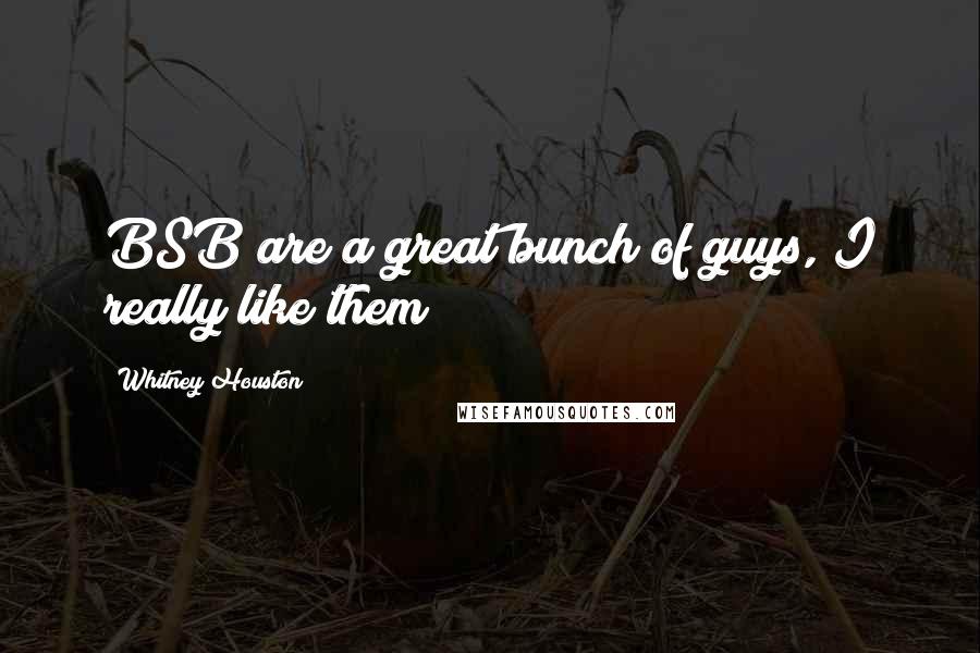 Whitney Houston quotes: BSB are a great bunch of guys, I really like them