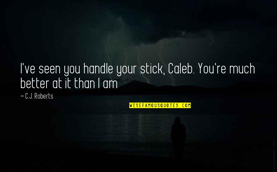 Whizz Wordz Quotes By C.J. Roberts: I've seen you handle your stick, Caleb. You're