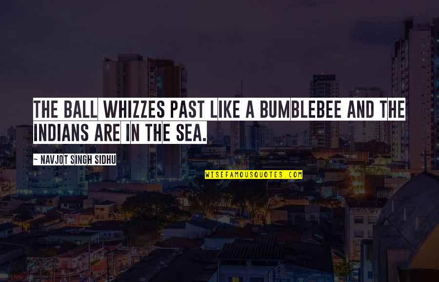 Whizzes By Quotes By Navjot Singh Sidhu: The ball whizzes past like a bumblebee and
