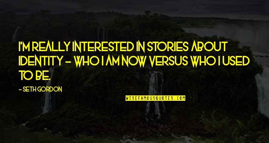 Who I Really Am Quotes By Seth Gordon: I'm really interested in stories about identity - Who I Really Am Quotes By Seth Gordon: I'm really interested in stories about identity -