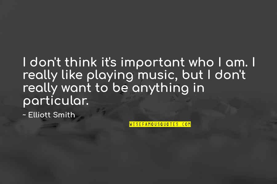 Who I Want To Be Quotes By Elliott Smith: I don't think it's important who I am.