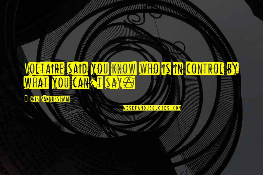 Who Is In Control Quotes By Kris Saknussemm: Voltaire said you know who is in control