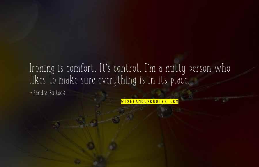 Who Is In Control Quotes By Sandra Bullock: Ironing is comfort. It's control. I'm a nutty