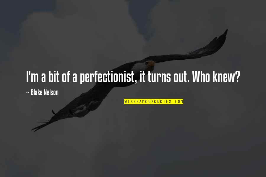 Who Knew Quotes By Blake Nelson: I'm a bit of a perfectionist, it turns