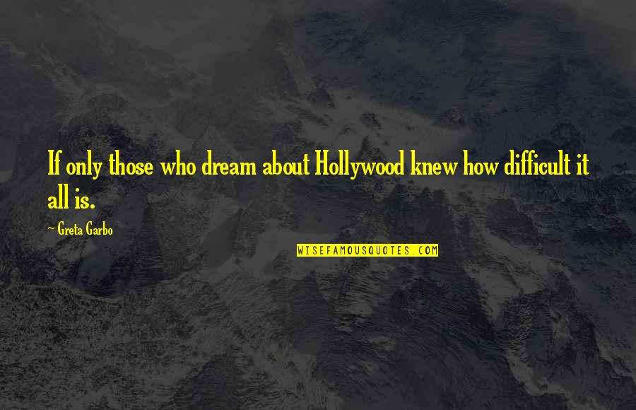 Who Knew Quotes By Greta Garbo: If only those who dream about Hollywood knew