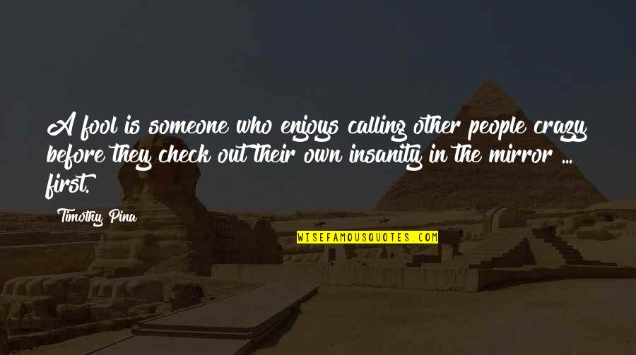 Who They Quotes By Timothy Pina: A fool is someone who enjoys calling other Who They Quotes By Timothy Pina: A fool is someone who enjoys calling other